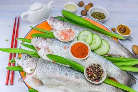 Fish on a plate Stock Photos