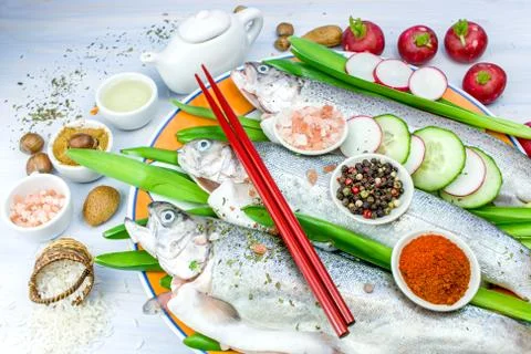 Fish on a plate Stock Photos