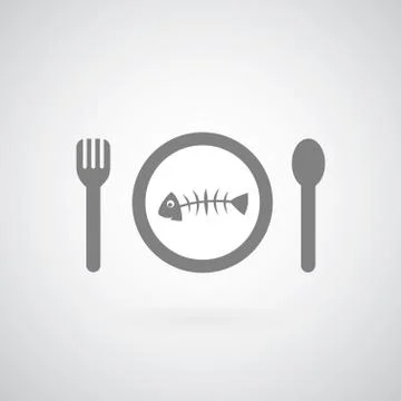 Fish on plate symbol Stock Illustration