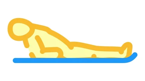 Fish pose matsyasana yoga color icon animation Stock Footage 327261247