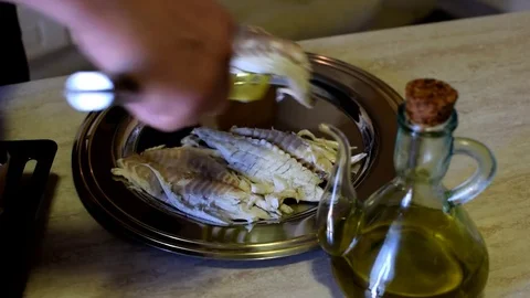 Fish preparation cooking Video stock 76036026