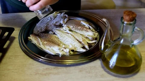 Fish preparation cooking Video stock 76036043