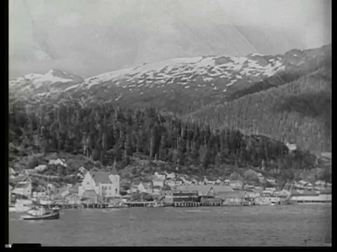 A fish processing plant in Alaska in 1932. Video stock 75315907