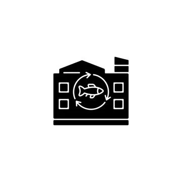 Fish processing plant black glyph icon Illustrazione stock