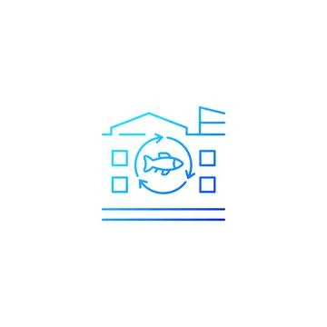 Fish processing plant gradient linear vector icon イラスト素材