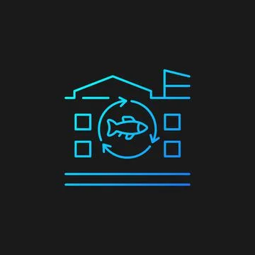 Fish processing plant gradient vector icon for dark theme Illustrazione stock