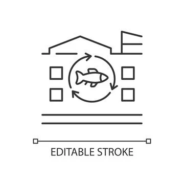 Fish processing plant linear icon Illustrazione stock
