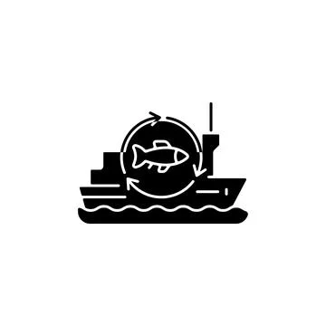 Fish processing vessel black glyph icon イラスト素材