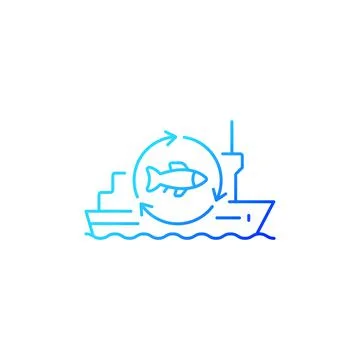 Fish processing vessel gradient linear vector icon 库存插图