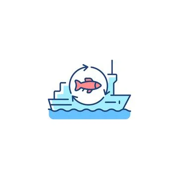 Fish processing vessel RGB color icon Illustrazione stock