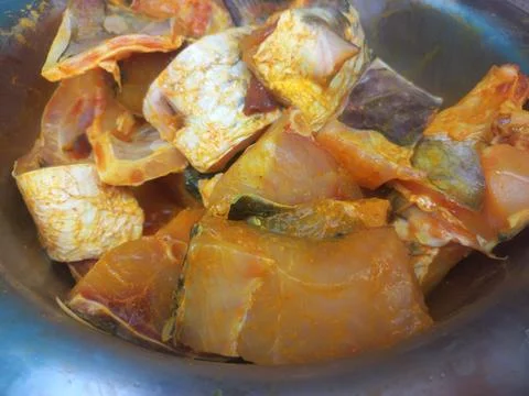 The fish is ready for frying Stock Photos