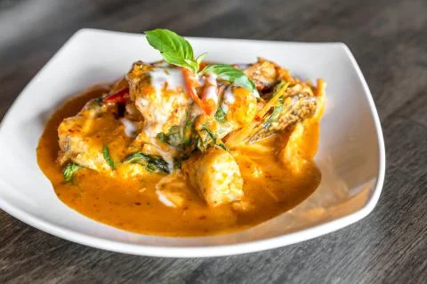 Fish with Red Curry Paste Stock Photos