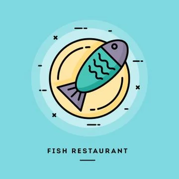 Fish restaurant, flat design thin line banner Illustrazione stock