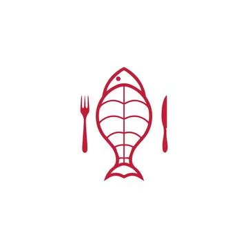 Fish restaurant logo cooked fish symbol Stock Illustration