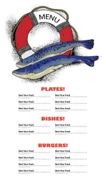 Fish restaurant menu Illustrazione stock