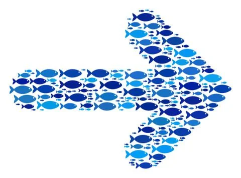 Fish Right Arrow Mosaic Illustrazione stock