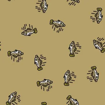 Fish rotten food vector seamless pattern Illustrazione stock