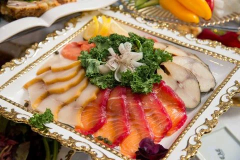 Fish salad on a plate Stock Photos
