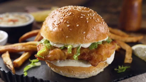 Fish Sandwich Stock Footage 188593112