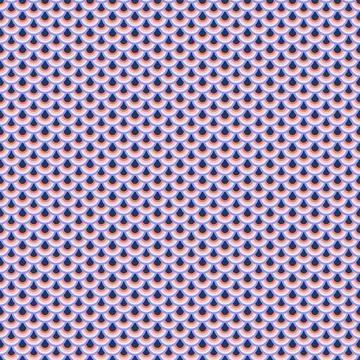 Fish scale abstract geometric groovy seamless pattern. Colorful circles 70s Illustrazione stock