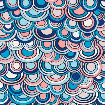 Fish scale made of circles seamless pattern, abstract background in soft trendy Illustrazione stock