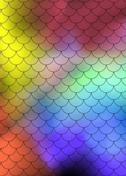Fish scale motif pattern on abstract background of multi-colored transparent  Stockillustratie