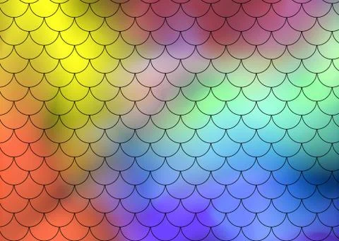 Fish scale motif pattern on abstract background of multi-colored transparent  Stock Illustration