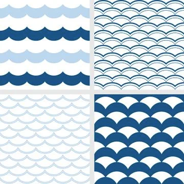 Fish scale pattern and wave pattern Stock Illustration