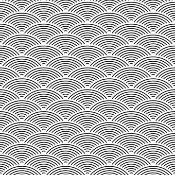 Fish scale seamless pattern background. Abstract design element. Black vector 스톡 일러스트