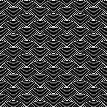 Fish scale seamless pattern background. Abstract design element. Black vector Illustrazione stock