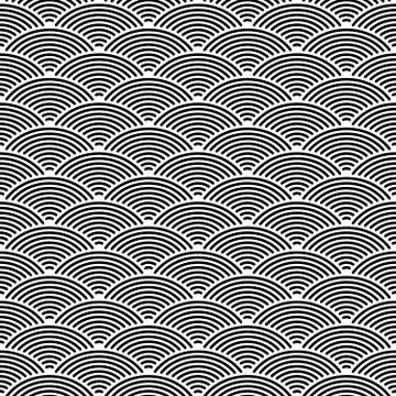 Fish scale seamless pattern background. Abstract design element. Black vector Stockillustratie