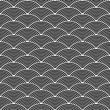 Fish scale seamless pattern background. Abstract design element. Black vector Stock Illustration