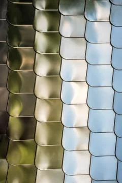 Fish scale texture silver metal shape wall cover chrome reflection background Stock Photos