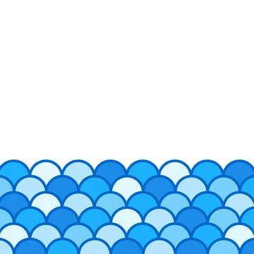 Fish scales border, abstract waves frame, vector design template Illustrazione stock