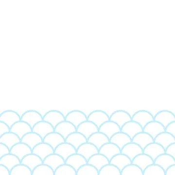 Fish scales border, abstract waves frame, vector design template Illustrazione stock