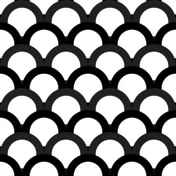 Fish scales seamless pattern in black and white color. Stock Illustration