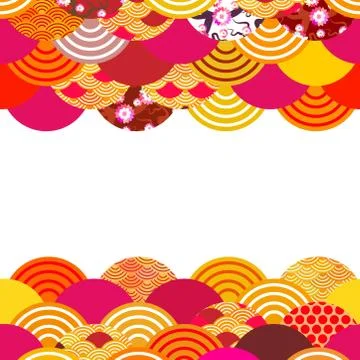 Fish scales simple Nature background with japanese sakura flower, rosy pink C Stock Illustration