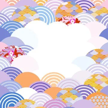 Fish scales simple Nature background with japanese sakura flower, rosy pink C Stock Illustration