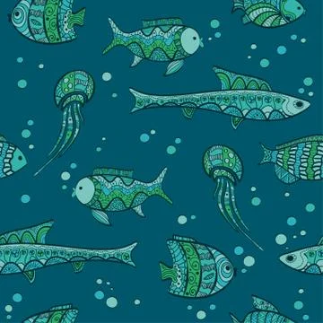Fish in the sea Stock Illustration