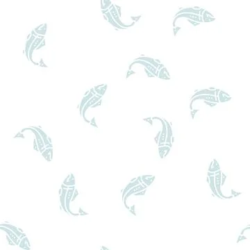 Fish seafood glyph seamless pattern Stock Illustration