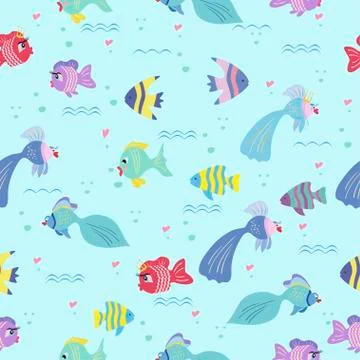 Fish seamless pattern for baby Stock Illustration