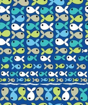  Fish seamless pattern with the border Stock Illustration