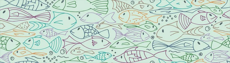Fish seamless pattern. Colorful background with fish Stock Illustration