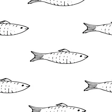 Fish Seamless pattern. Fish Cartoon doodle, Vector illustration Illustrazione stock