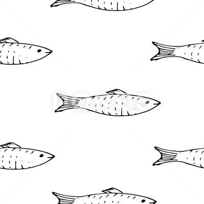 Fish line art seamless pattern