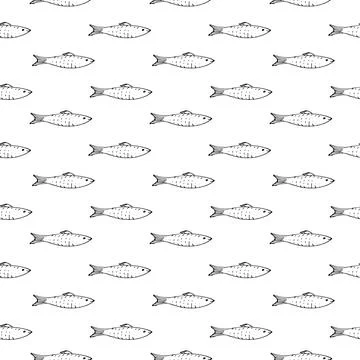Fish Seamless pattern. Fish Cartoon doodle, Vector illustration イラスト素材