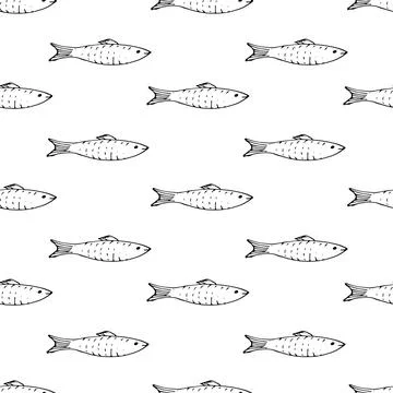 Fish Seamless pattern. Fish Cartoon doodle, Vector illustration Illustrazione stock