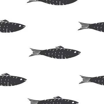 Fish Seamless pattern. Fish Cartoon doodle, Vector illustration Illustrazione stock