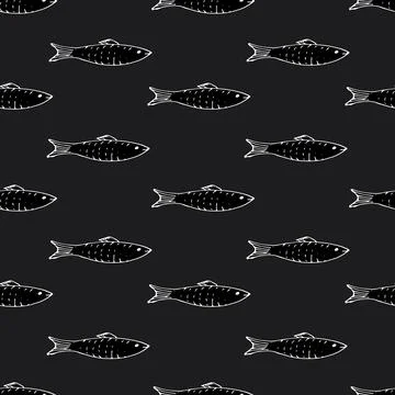 Fish Seamless pattern. Fish Cartoon doodle, Vector illustration Illustrazione stock