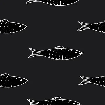 Fish Seamless pattern. Fish Cartoon doodle, Vector illustration Illustrazione stock